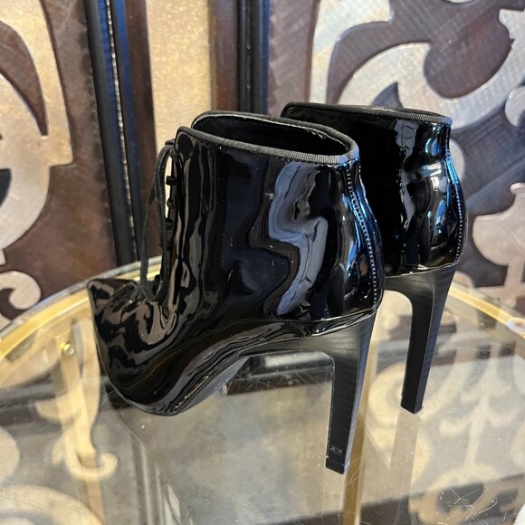 Zara Trafaluc black pointy toe lace ankle heel boots - Picture 5 of 10